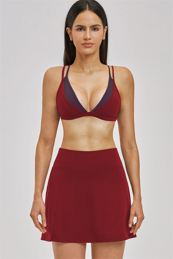 The Seraphine Layered V Sports Bra Skirt 2-Piece Set