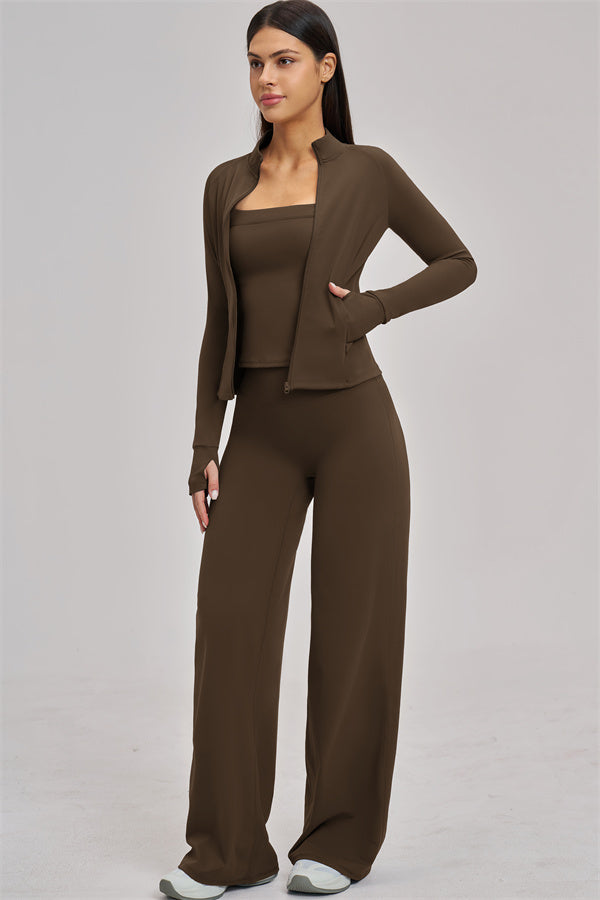 The Swoon Jacket Tank Top Flared Leggings 3-Piece Set