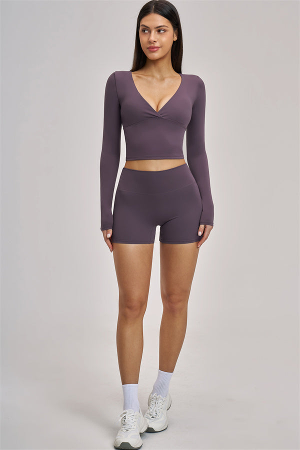 The Swoon Long Sleeve Crop top Shorts 2-Piece Set