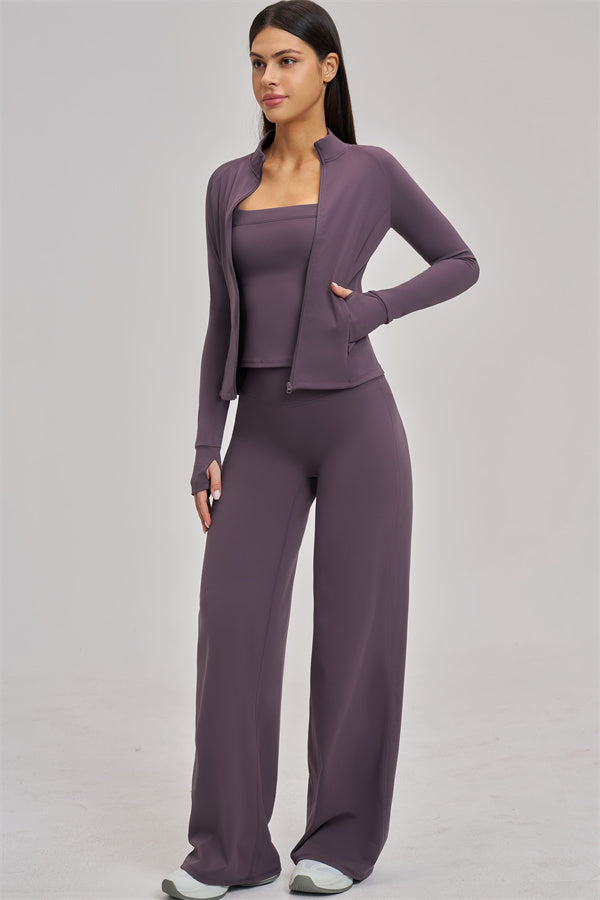 The Swoon Jacket Tank Top Flared Leggings 3-Piece Set