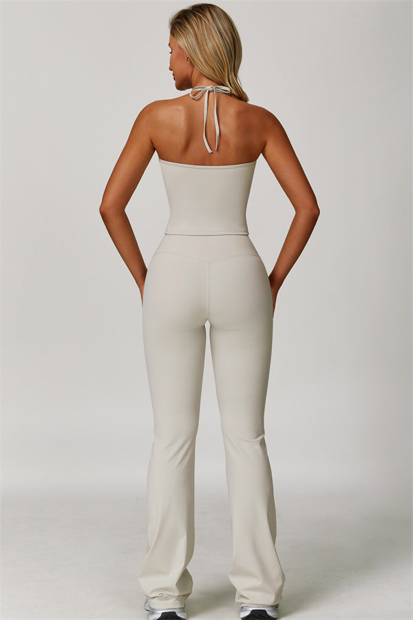 The Surge Halter Crop Top Flared Leggings 2-Piece Set