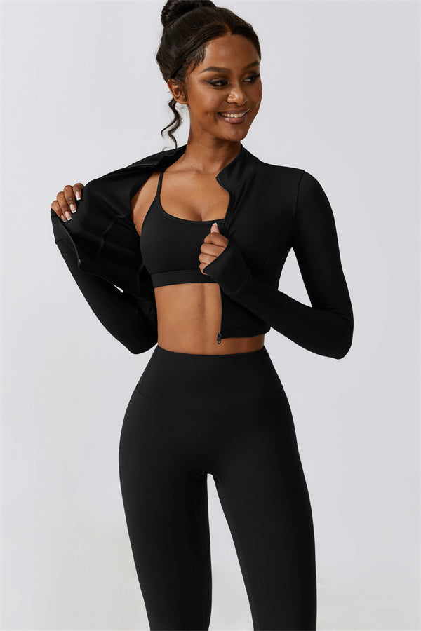 Juno Star Jacket Sports Bra Leggings 3-Piece Set