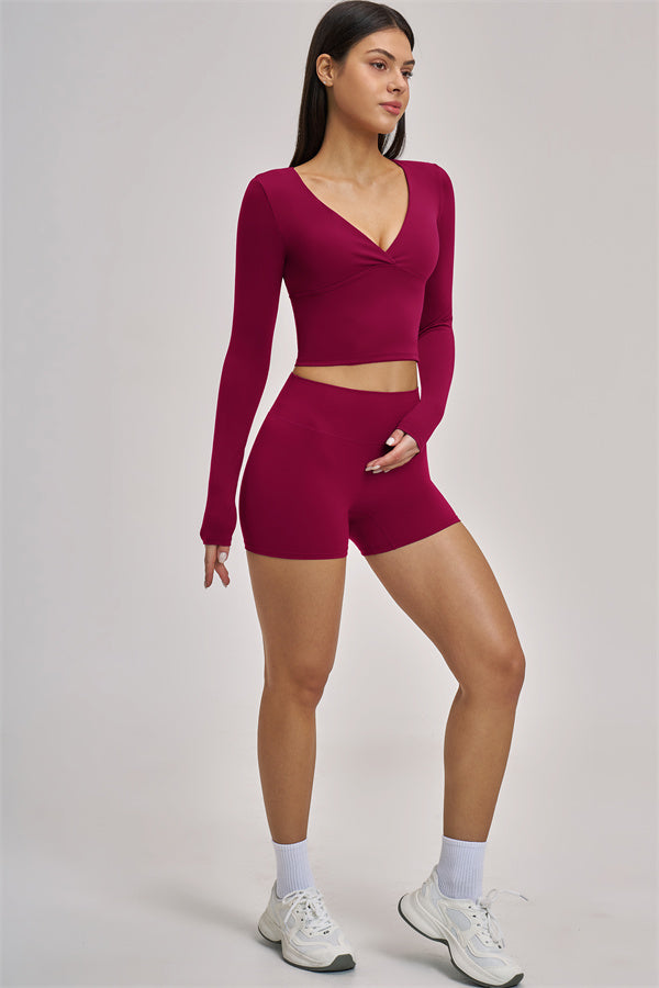 The Swoon Long Sleeve Crop top Shorts 2-Piece Set