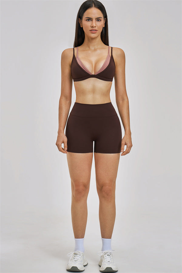 The New Seraphine Layered V Sports Bra Shorts 2-Piece Set